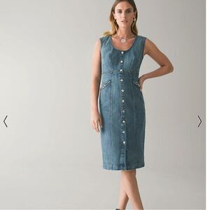 White House Black Market Denim Bling Sleeveless Denim Sheath Dress